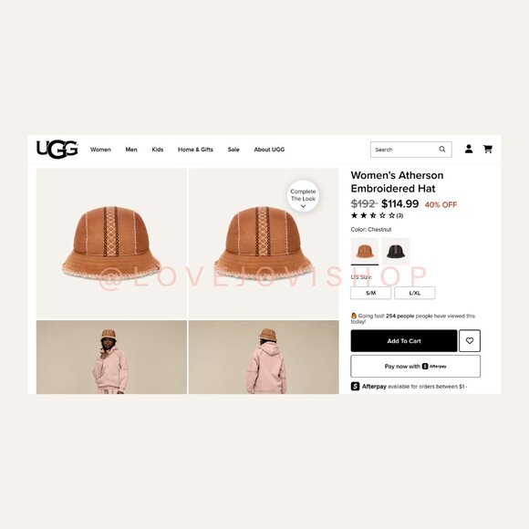 Streetwear | UGG Bucket Hat | Embroidered Authentic Sheepskin Shearling